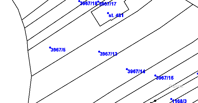 Parcela st. 3967/13 v KÚ Kudlovice, Katastrální mapa