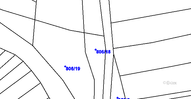 Parcela st. 806/18 v KÚ Kudlovice, Katastrální mapa