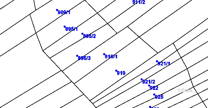 Parcela st. 916/1 v KÚ Kudlovice, Katastrální mapa
