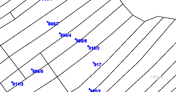 Parcela st. 916/3 v KÚ Kudlovice, Katastrální mapa