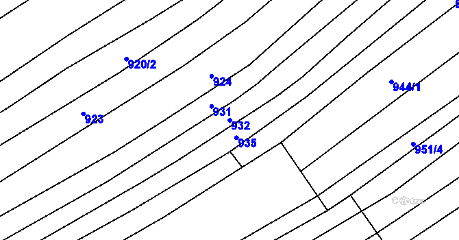 Parcela st. 932 v KÚ Kudlovice, Katastrální mapa
