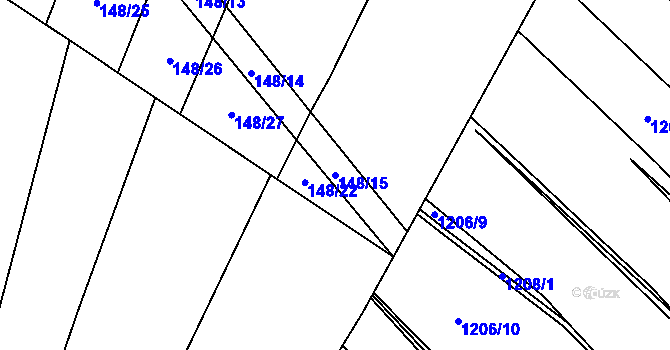 Parcela st. 148/15 v KÚ Kudlovice, Katastrální mapa