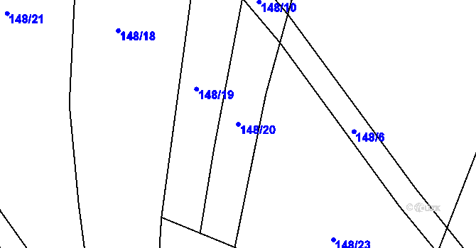 Parcela st. 148/20 v KÚ Kudlovice, Katastrální mapa