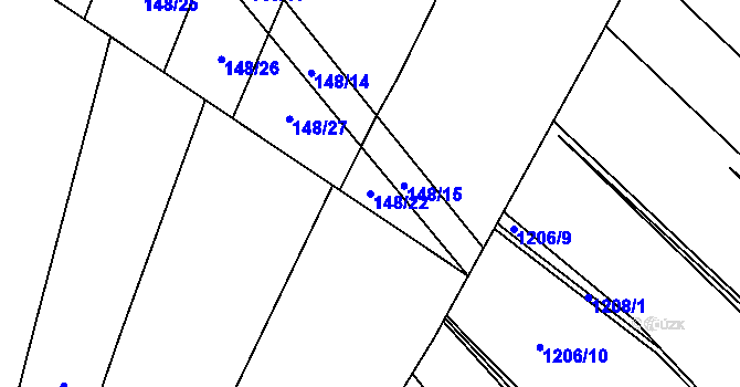 Parcela st. 148/22 v KÚ Kudlovice, Katastrální mapa