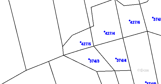 Parcela st. 427/5 v KÚ Kudlovice, Katastrální mapa
