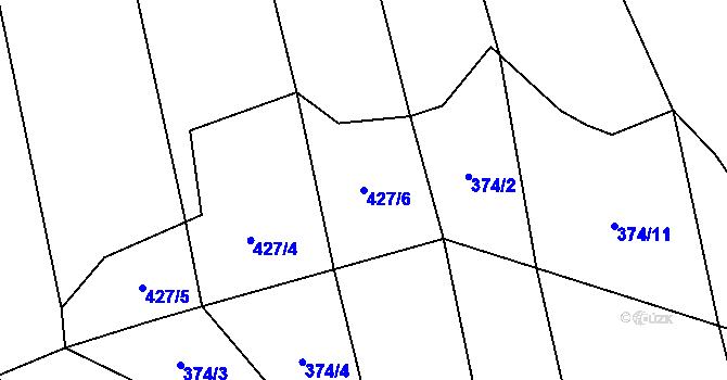 Parcela st. 427/6 v KÚ Kudlovice, Katastrální mapa