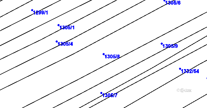Parcela st. 1305/8 v KÚ Kudlovice, Katastrální mapa