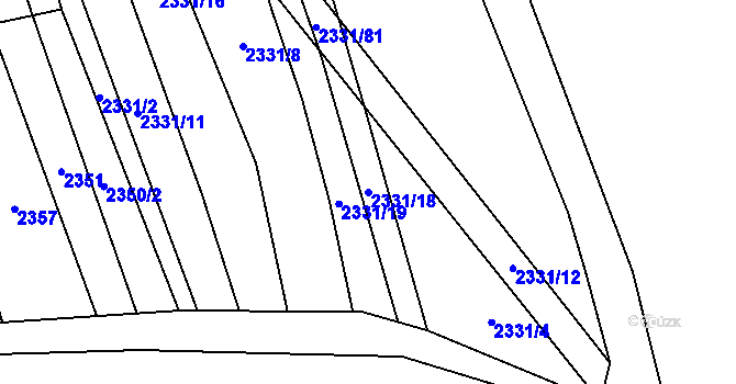Parcela st. 2331/18 v KÚ Kudlovice, Katastrální mapa