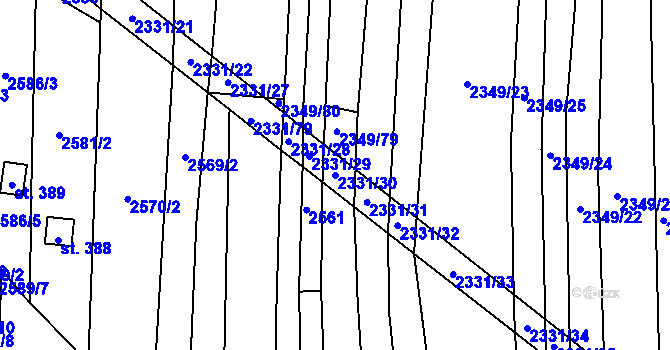 Parcela st. 2331/30 v KÚ Kudlovice, Katastrální mapa
