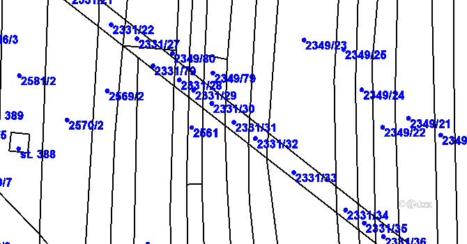 Parcela st. 2331/31 v KÚ Kudlovice, Katastrální mapa