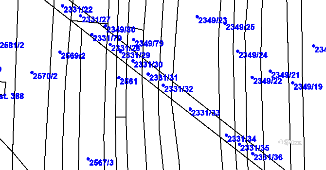 Parcela st. 2331/32 v KÚ Kudlovice, Katastrální mapa