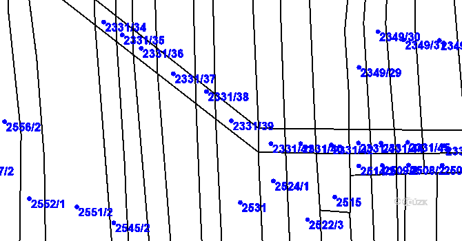 Parcela st. 2331/39 v KÚ Kudlovice, Katastrální mapa