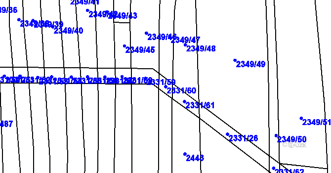 Parcela st. 2331/60 v KÚ Kudlovice, Katastrální mapa