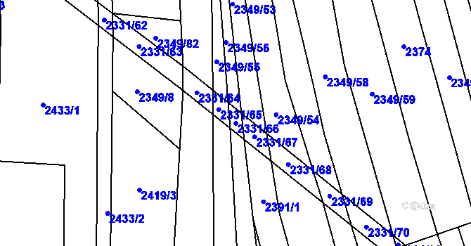 Parcela st. 2331/66 v KÚ Kudlovice, Katastrální mapa