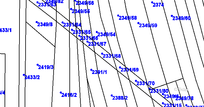 Parcela st. 2331/68 v KÚ Kudlovice, Katastrální mapa