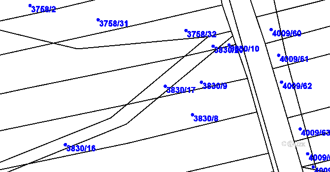 Parcela st. 3830/17 v KÚ Kudlovice, Katastrální mapa