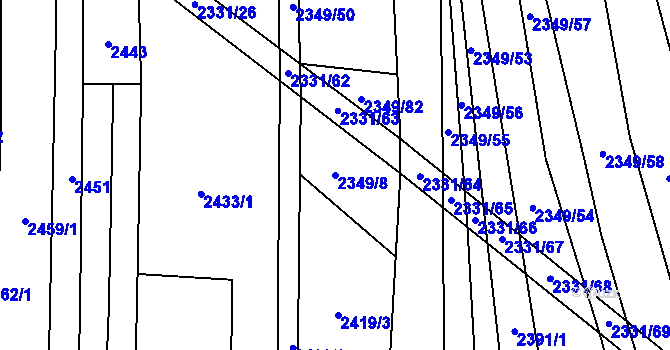 Parcela st. 2349/8 v KÚ Kudlovice, Katastrální mapa