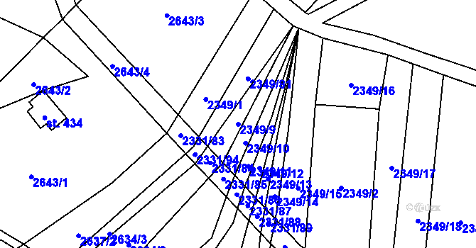 Parcela st. 2349/9 v KÚ Kudlovice, Katastrální mapa