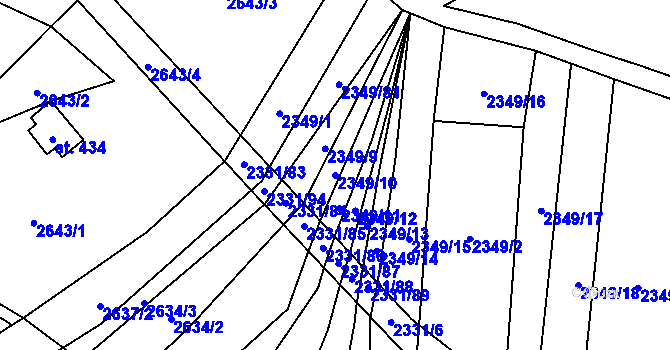 Parcela st. 2349/10 v KÚ Kudlovice, Katastrální mapa