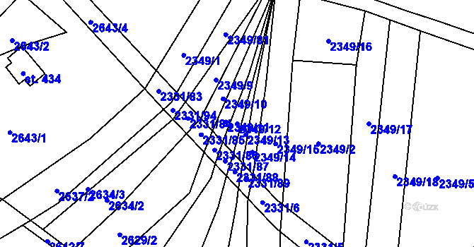 Parcela st. 2349/12 v KÚ Kudlovice, Katastrální mapa