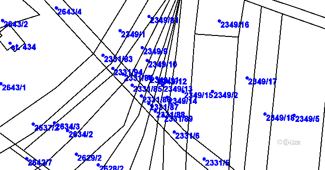 Parcela st. 2349/13 v KÚ Kudlovice, Katastrální mapa