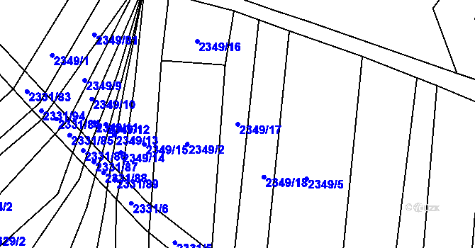 Parcela st. 2349/17 v KÚ Kudlovice, Katastrální mapa