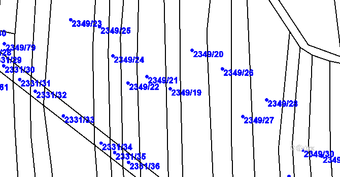 Parcela st. 2349/19 v KÚ Kudlovice, Katastrální mapa
