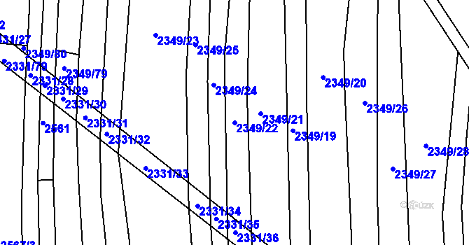Parcela st. 2349/22 v KÚ Kudlovice, Katastrální mapa
