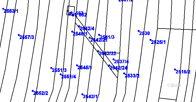 Parcela st. 2642/22 v KÚ Kudlovice, Katastrální mapa