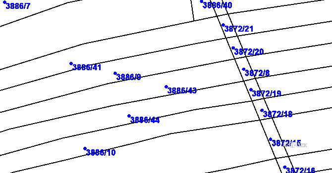 Parcela st. 3886/43 v KÚ Kudlovice, Katastrální mapa