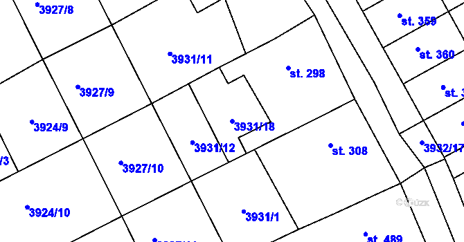 Parcela st. 3931/18 v KÚ Kudlovice, Katastrální mapa
