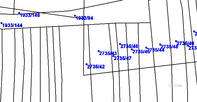 Parcela st. 2735/43 v KÚ Kudlovice, Katastrální mapa