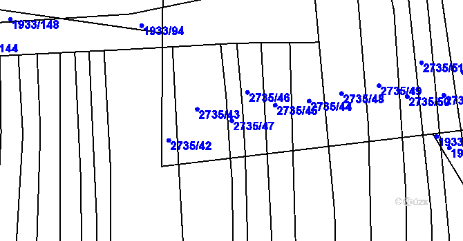 Parcela st. 2735/47 v KÚ Kudlovice, Katastrální mapa