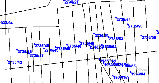 Parcela st. 2735/49 v KÚ Kudlovice, Katastrální mapa