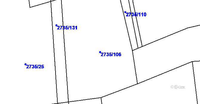 Parcela st. 2735/106 v KÚ Kudlovice, Katastrální mapa