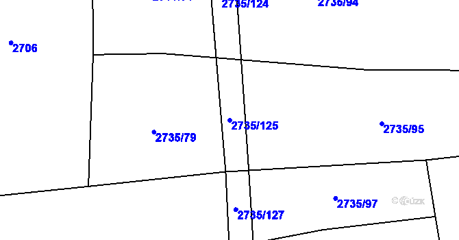 Parcela st. 2735/125 v KÚ Kudlovice, Katastrální mapa