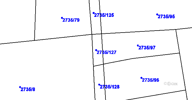 Parcela st. 2735/127 v KÚ Kudlovice, Katastrální mapa