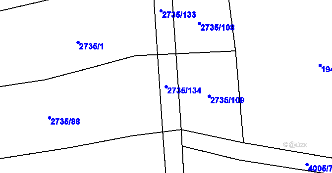 Parcela st. 2735/134 v KÚ Kudlovice, Katastrální mapa
