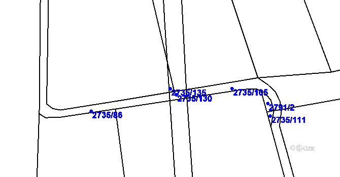 Parcela st. 2735/135 v KÚ Kudlovice, Katastrální mapa