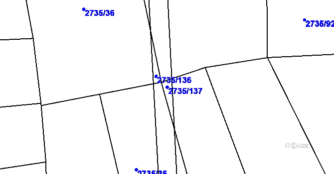 Parcela st. 2735/137 v KÚ Kudlovice, Katastrální mapa