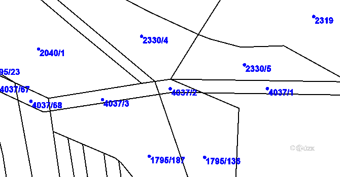 Parcela st. 4037/2 v KÚ Kudlovice, Katastrální mapa