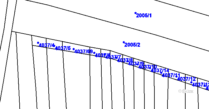 Parcela st. 4037/7 v KÚ Kudlovice, Katastrální mapa