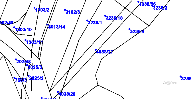 Parcela st. 4038/27 v KÚ Kudlovice, Katastrální mapa