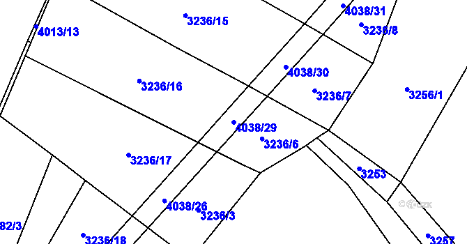 Parcela st. 4038/29 v KÚ Kudlovice, Katastrální mapa