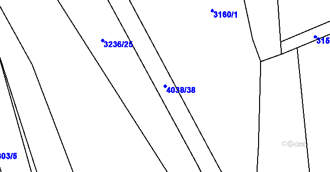 Parcela st. 4038/38 v KÚ Kudlovice, Katastrální mapa