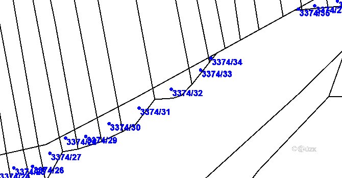 Parcela st. 3374/32 v KÚ Kudlovice, Katastrální mapa