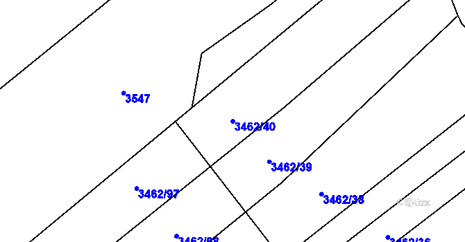 Parcela st. 3462/40 v KÚ Kudlovice, Katastrální mapa
