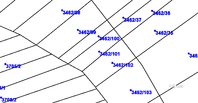 Parcela st. 3462/101 v KÚ Kudlovice, Katastrální mapa