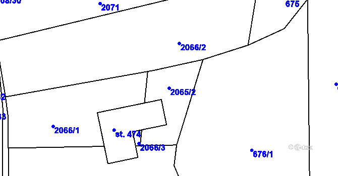 Parcela st. 2065/2 v KÚ Kudlovice, Katastrální mapa
