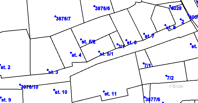Parcela st. 5/1 v KÚ Kudlovice, Katastrální mapa